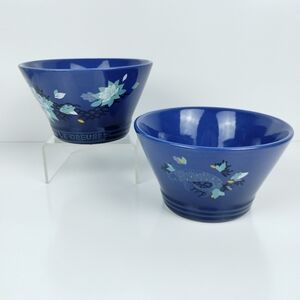 Le Creuset Lotus Collection Kobe Soup Bowls Set of 2 Blue Koi Lotus Limited Ed